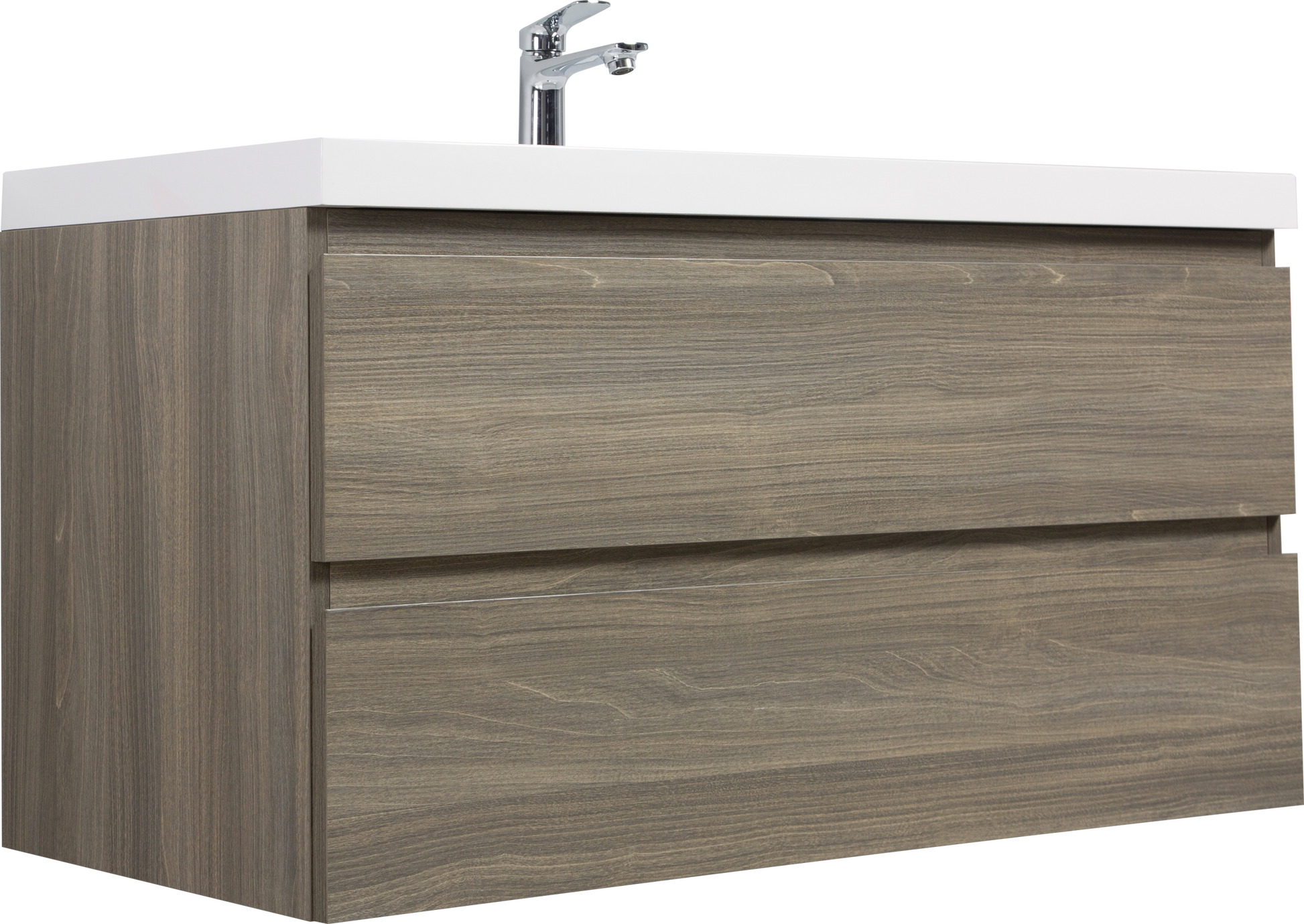 42" Floating Bathroom Vanity With Sink, Modern Wall Mounted Bathroom Storage Vanity Cabinet With Resin Top Basin And Soft Close Drawers, Ash Grey 24V11 42Ag 2 Grey Bathroom Wall Mounted Melamine