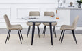 Table And Chair Set.Modern Extendable Mdf Dining Table.The Table Has A Telescopic Design, Suitable For Gatherings Of Different Size.Paired With 4 Chairs With Pu Cushions And Black Metal Legs. White Black Seats 4 Mdf Metal