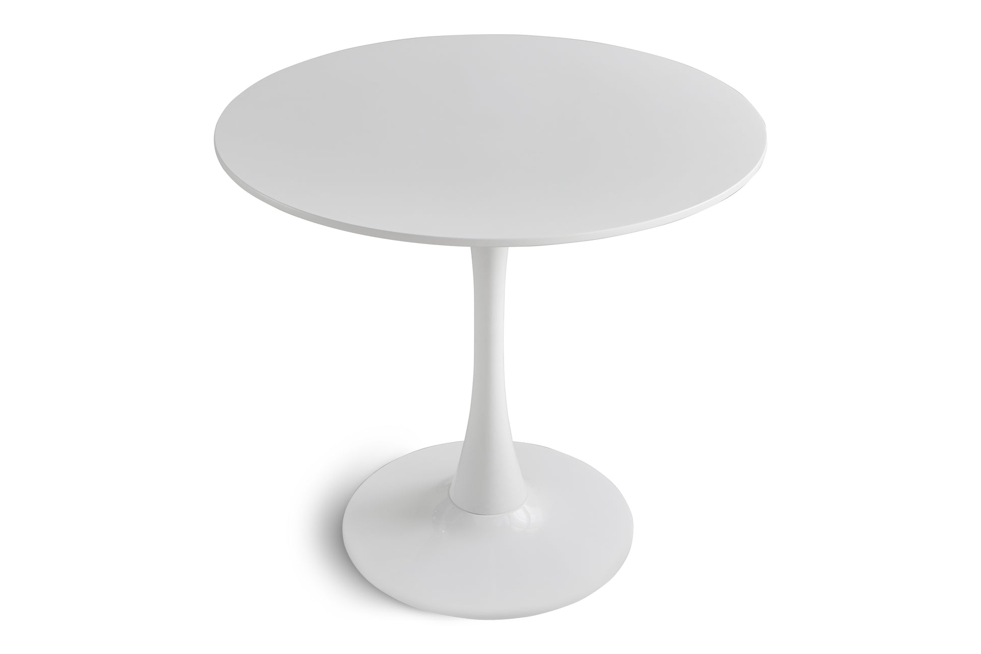 Round White Dining Table Modern Kitchen Table 31.5 Inch Tulip Design With Pedestal, Medieval Casual Table Seating 2 To 4 People White Fiberboard