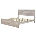 3 Pieces Vintage Farmhouse Style King Size Platform Bed With 10 Wooden Slats Support 2 Nightstands, No Box Spring Needed, Rustic White Box Spring Not Required King Rustic White Wood 3 Piece Set Bedroom Traditional Plywood