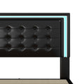Full Size Led Bed Frame With 4 Storage Drawers, Smart Control Rgb Led Lights On Headboard,With Remote Control, Upholstered Adjustable Headbaord, Pu Leather Black Pu Mdf Metal