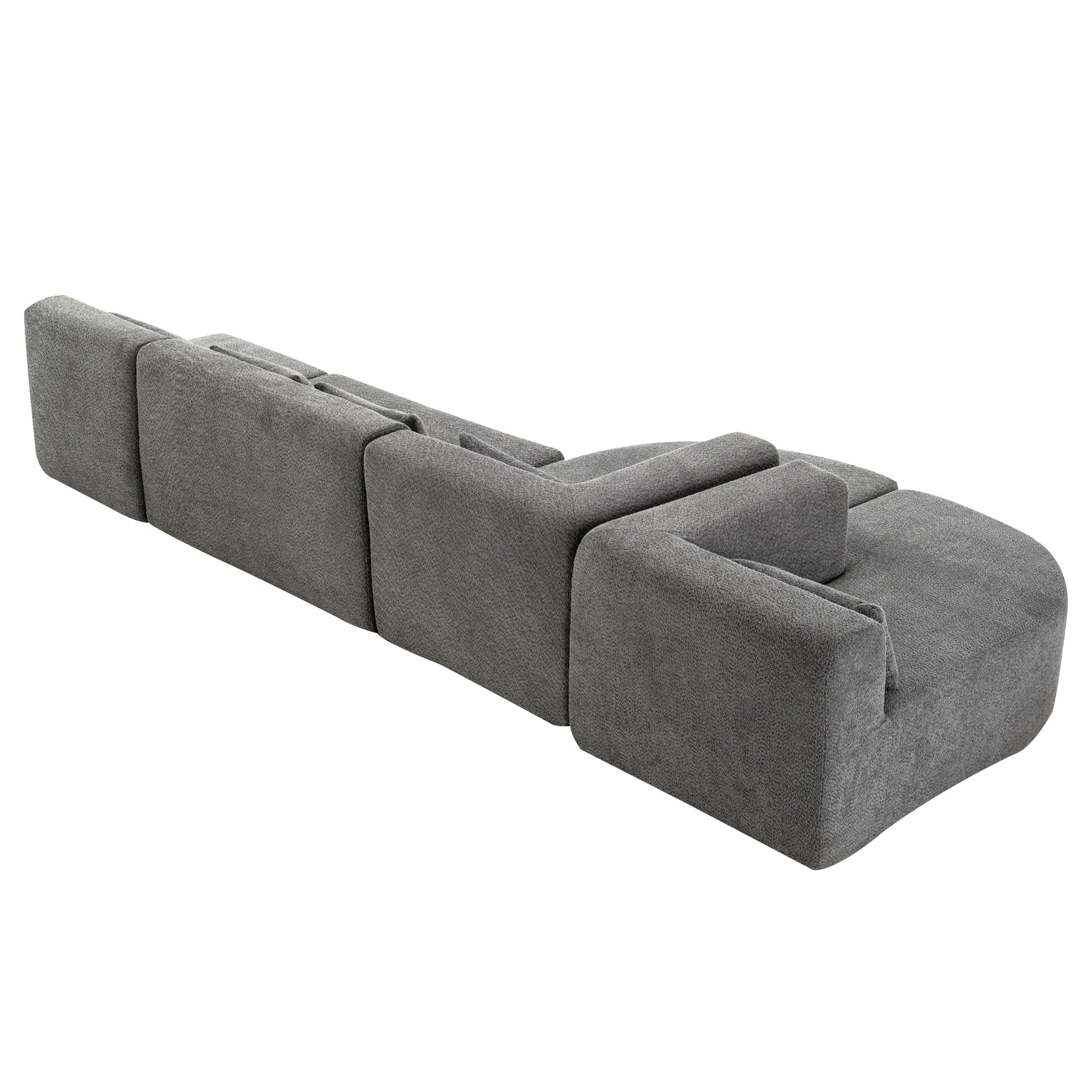 143.7" Upholstered Sofa Free Combined Sofa Couch With Two Chaise Lounge And Five Back Pillows For Living Room, Light Gray Light Gray Foam Polyester 5 Seat