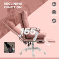 Vinsetto Executive Massage Office Chair With 6 Vibration Points, Microfiber Computer Desk Chair, Heated Reclining Chair With Footrest, Armrest, Double Padding, Pink Pink Polyester