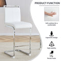 Table And Chair Set. A Rectangular Glass Dining Table With A 0.4 Inch Tempered Glass Tabletop And Mdf Board V Shaped Bracket, Paired With 2 Chairs Consisting Of Pu Seat Cushions And Silver Metal Legs. White Black Seats 2 Tempered Glass