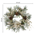 2Pcs Christmas Wreath 20 Inch Christmas Door Decorations Wreath With Warm Lights Gold American Design Pine