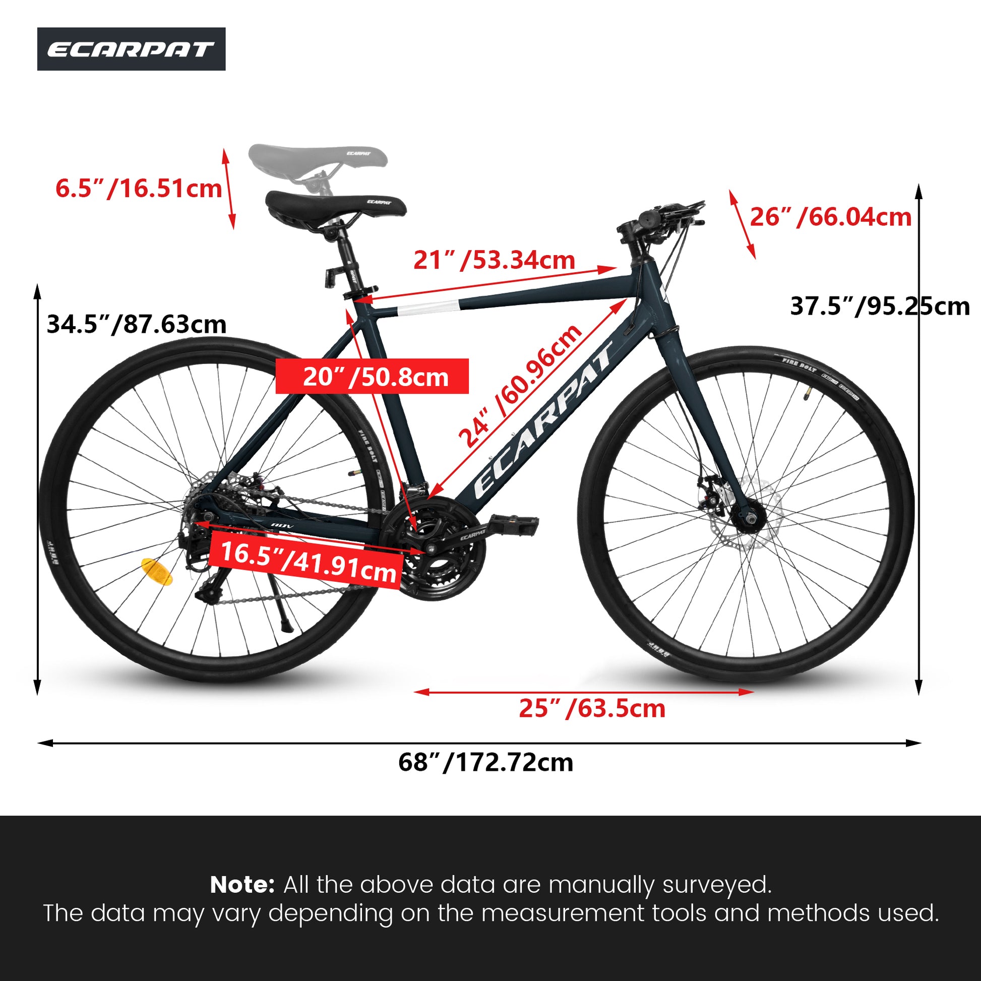 A28320 700C Ecarpat Road Bike, 24 Speed L Twoo Disc Brakes, Light Weight Aluminum Frame ,Racing Bike City Commuting Road Bicycle For Men Women Dark Blue Aluminium