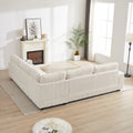 110 Inch Oversized Corduroy Corner Sofa,L Shaped Corner Couch With Two Storage Spaces,Usb Port & T Pyce Port And Cup Holderdeep Seat Comfy Upholstered Couches For Living Room Not Freely Combinable Beige Corduroy 5 Seat