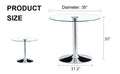 A Glass Tabletop With A Diameter Of 35 Inches And A Modern Minimalist Circular Dining Table With Electroplated Silver Metal Legs. Suitable For Restaurants, Living Rooms, And Conference Rooms.Dt 1166 Transparent Glass Metal