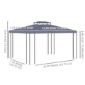 Outsunny 10' X 13' Patio Gazebo, Double Roof Outdoor Gazebo Canopy Shelter With Screen Decorate Corner Frame, For Garden, Lawn, Backyard And Deck, Gray Grey Steel