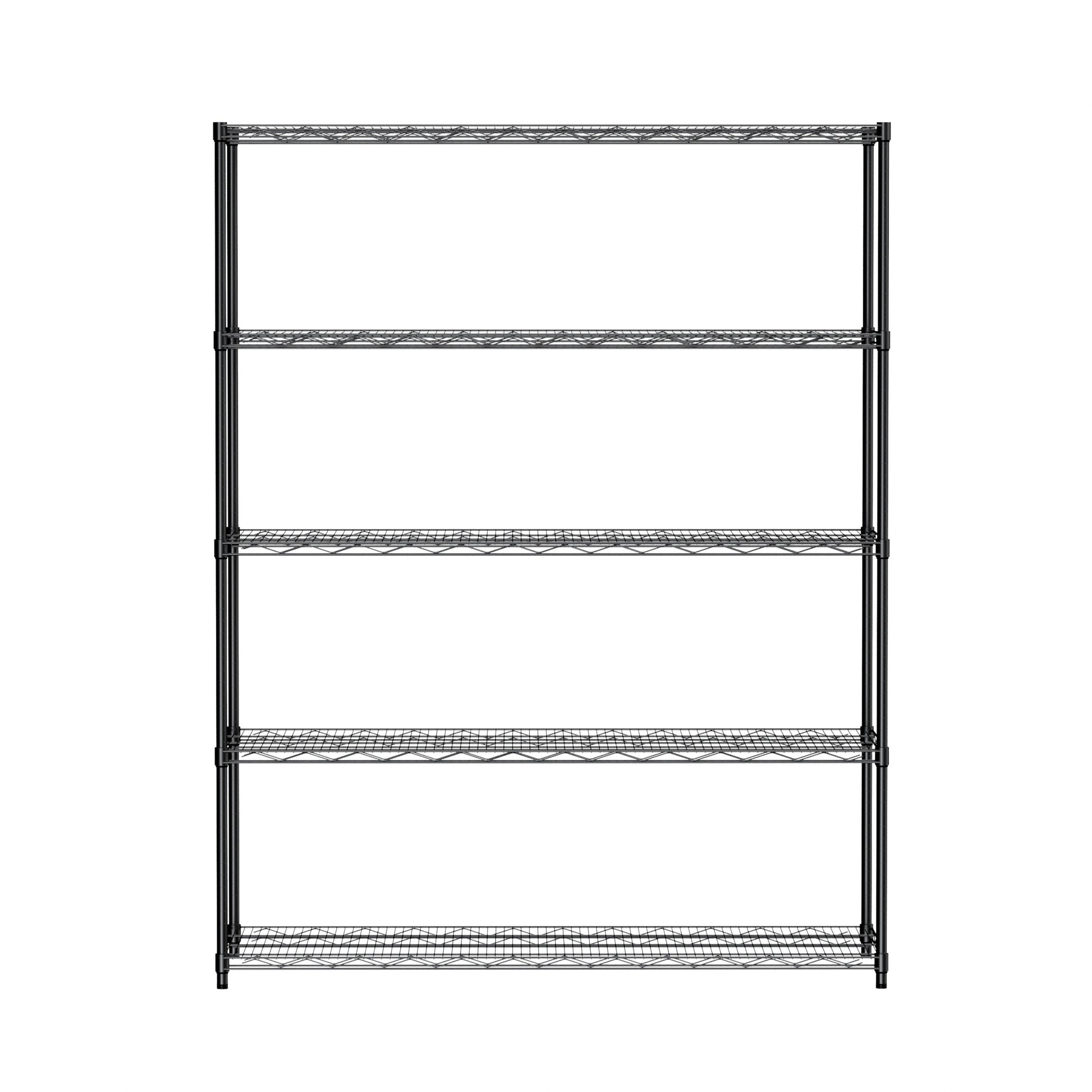 Warehouse, Supermarket,Kitchen,And Other 5 Layer Heavy Duty Adjustable Shelves With Wheels And Adjustable Feet,Each Metal Frame Bearing 300 Pounds. 59.45 "L 24.02 "W 71.65 "H,Black. Black Steel