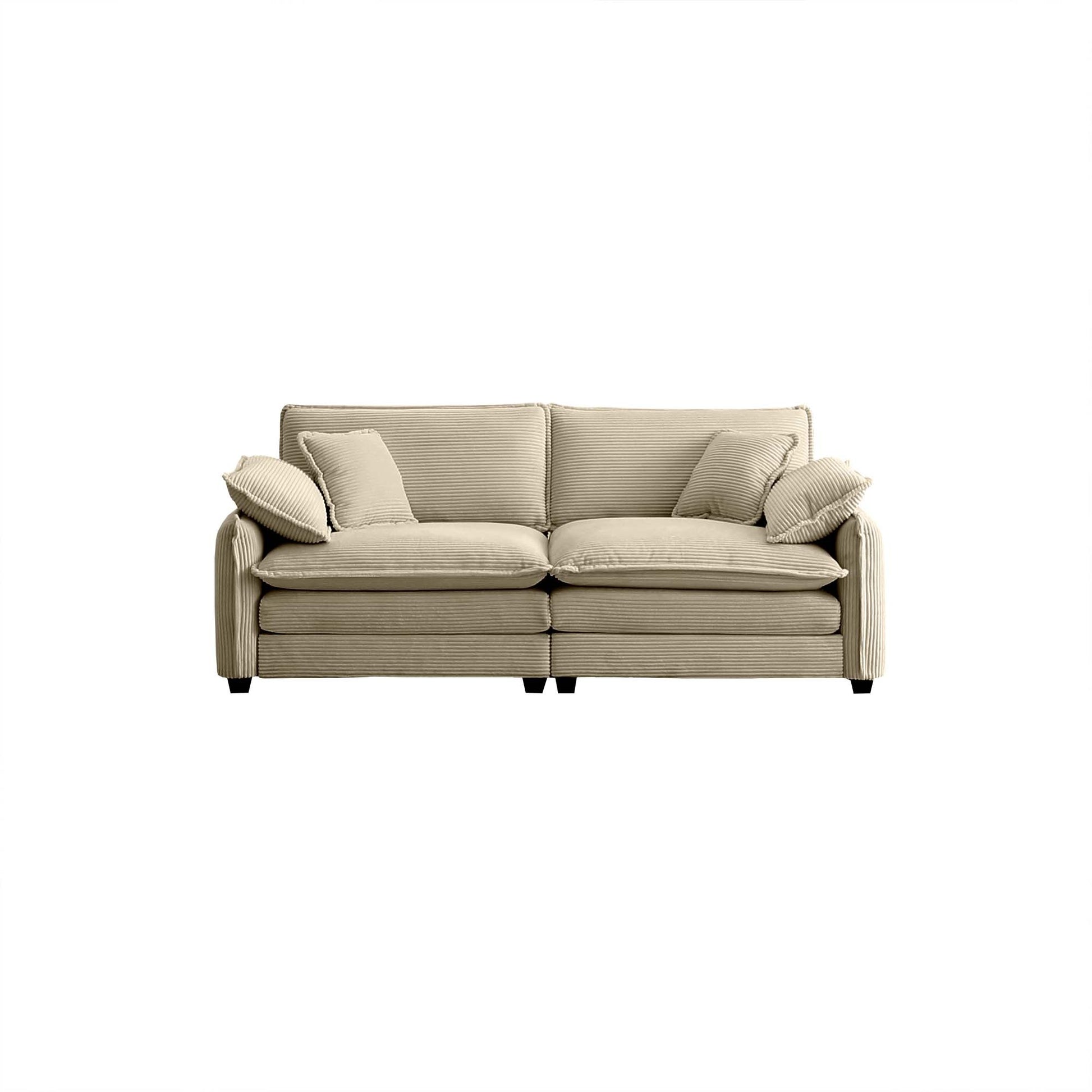 Warm And Cozy Living Room Sofa With 4 Pillows Upholstered Large Deep Seat 2 Seater Sofa For Living Room,Tan Corduroy Tan Corduroy 2 Seat