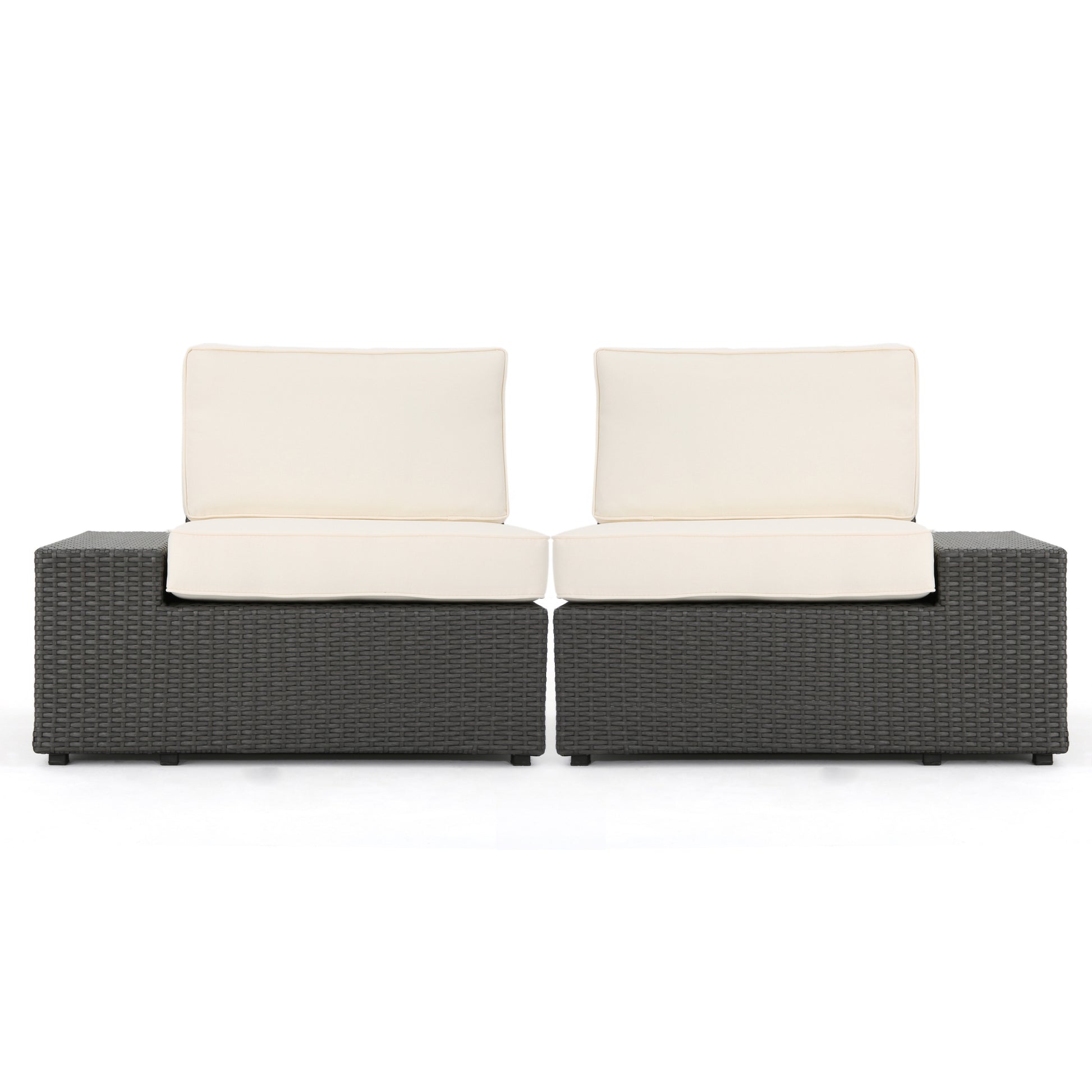 Santa Cruz Arm Chairs L & R Grey Pe Rattan Iron