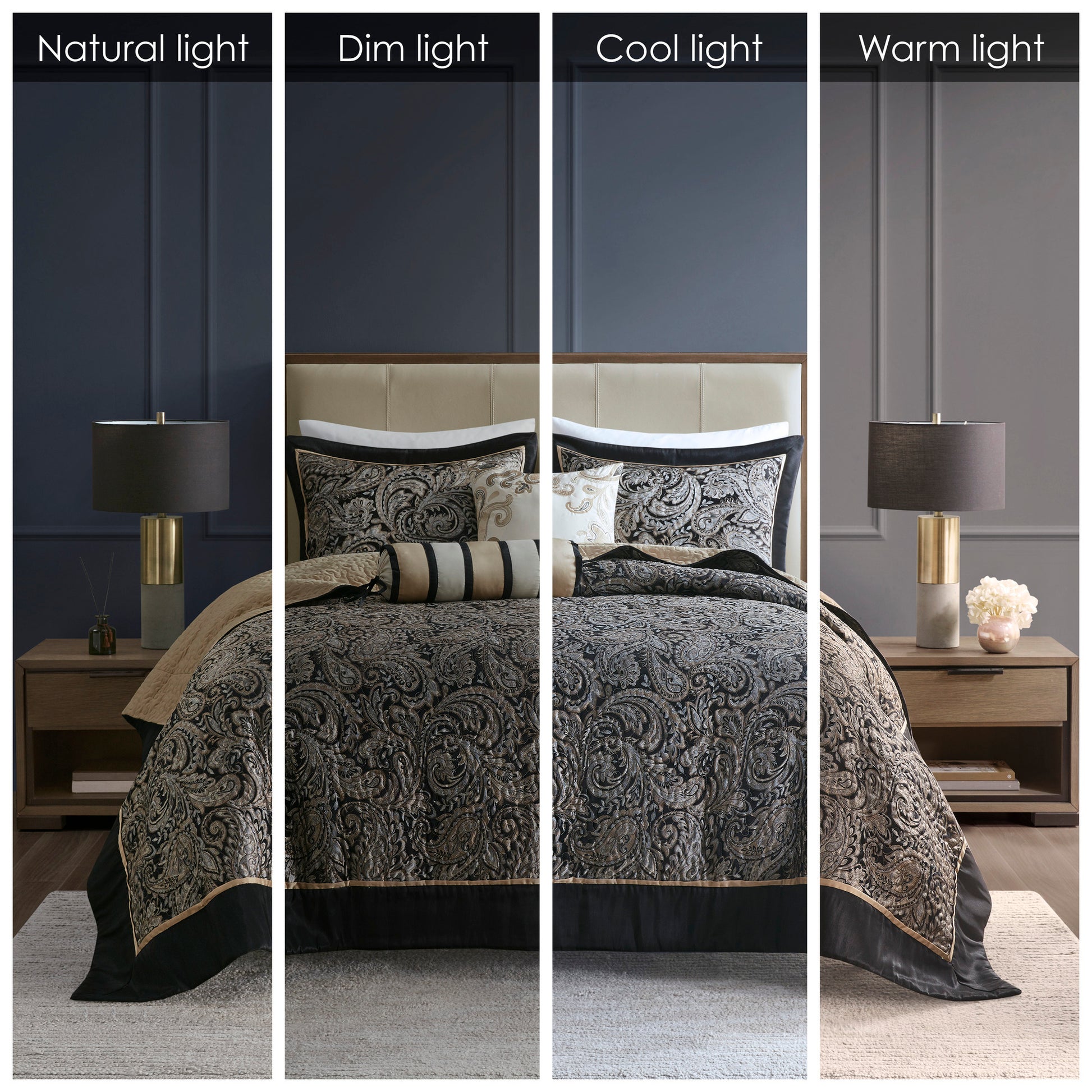 5 Piece Jacquard Bedspread Set With Throw Pillows Black Queen Queen Black Cotton