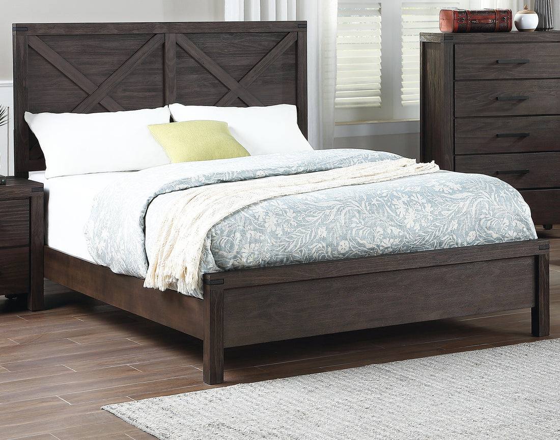 Rustic Contemporary Espresso 1Pc Queen Size Bed Wooden X Design Hb Unique Look Bedroom Furniture Box Spring Required Queen Espresso Espresso Wood Bedroom Contemporary,Modern,Transitional Rubberwood