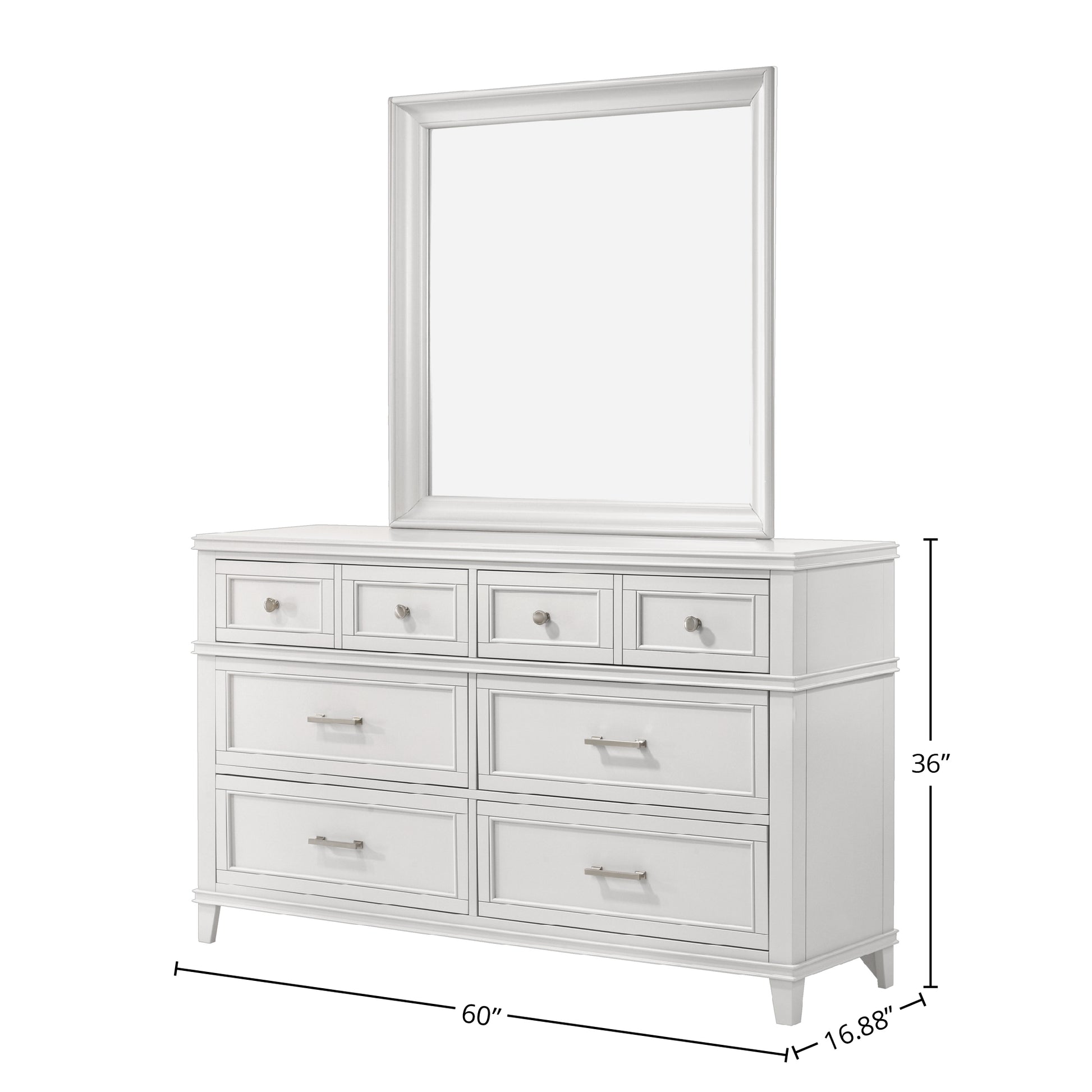 White 6 Drawer Dresser White Solid Wood Mdf