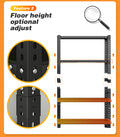 Household Storage Rack, Adjustable Display Rack, Basement Balcony Storage Rack, Carbon Steel Storage Rack, 120Cm * 40Cm * 180Cm, Five Floors Black 5 Black Etagere Primary Living Space Metal Contemporary Adjustable Shelves Carbon Steel