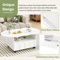 Cream Style Tv Stand And Coffee Table Set Of 2, Led Light Strip Tv Stand For Tvs Up To 80'', Cloud Top Coffee Table With 2 Brake Wheels For Living Room, White White 80 89 Inches Particle Board