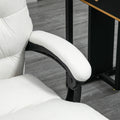 Vinsetto Microfibre Executive Massage Office Chair, Computer Desk Chair, Heated Reclining Chair With Footrest, Double Tier Padding, Swivel Wheels, Cream White Cream White Polyester