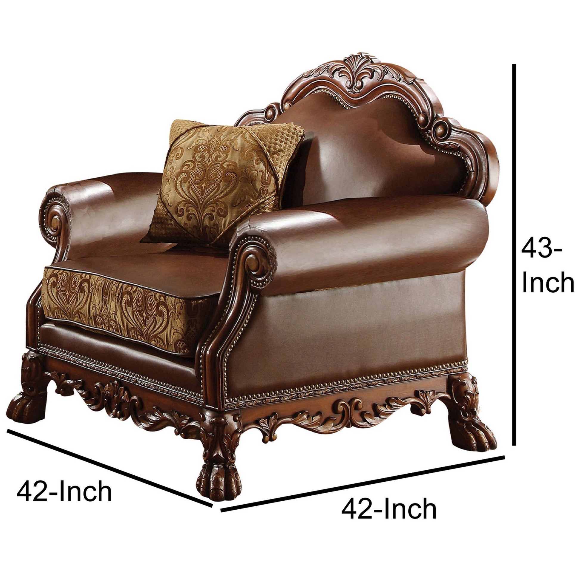 Wooden Chair With 1 Pillowcherry Brown Brown Leather