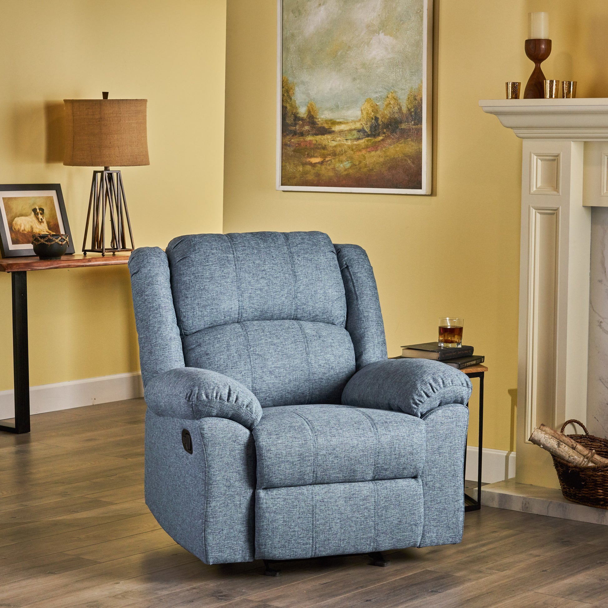 37.5" Wide Manual Glider Standard Recliner Navy Blue Fabric