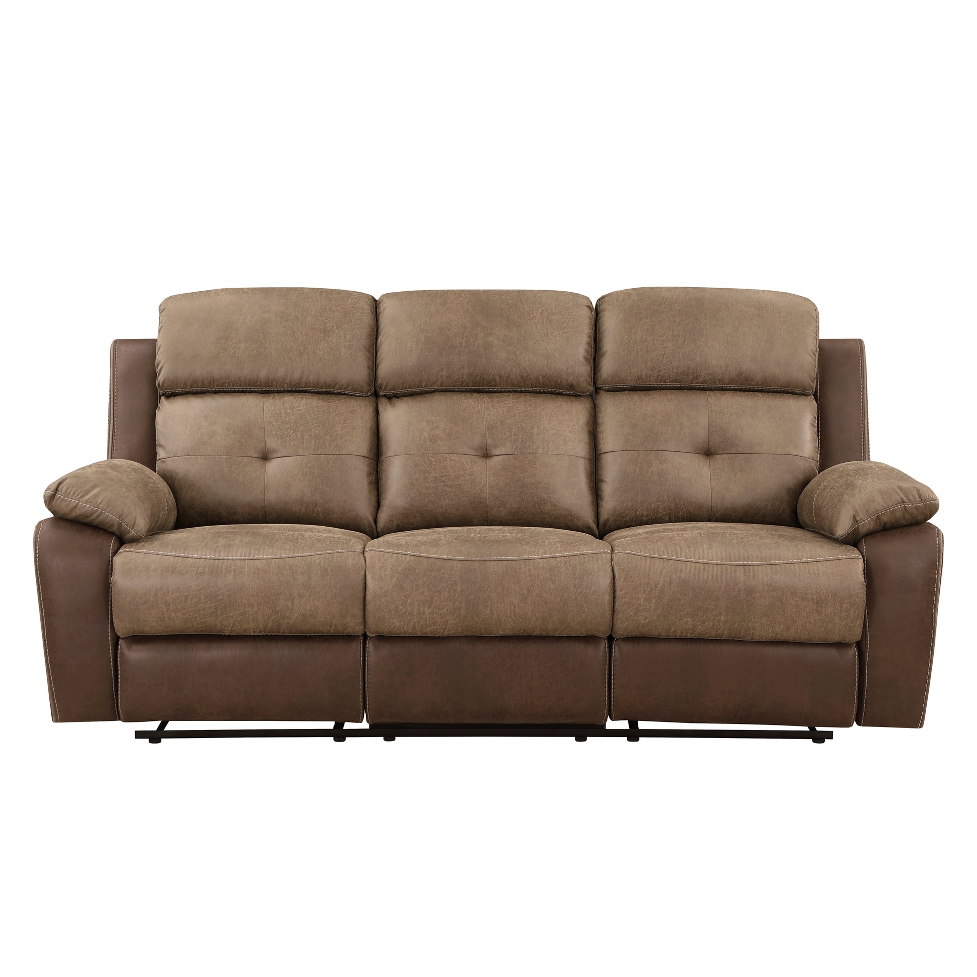 Plush Comfort Motion Sofa Brown Microfiber Upholstered Solid Wood Frame Living Room Furniture 1Pc Dual Reclining Sofa Plush Arms Brown Microfiber Wood Primary Living Space Contemporary,Modern Pillow Top Arms Plywood,Solid Wood 3 Seat