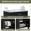 30 Inch Bathroom Vanity With Ceramic Basin, Soft Close Door And Adjustable Shelves Black Bathroom Solid Wood Mdf