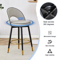 360 Rotatable Bar Chair.Modern Pu Comfortable Upholstered Bar Chair With Smooth And Beautiful Metal Legs For Dining Room, Kitchen, Terrace And Guest Office Chair . Gray Bar Stools Set Of 2 Pu