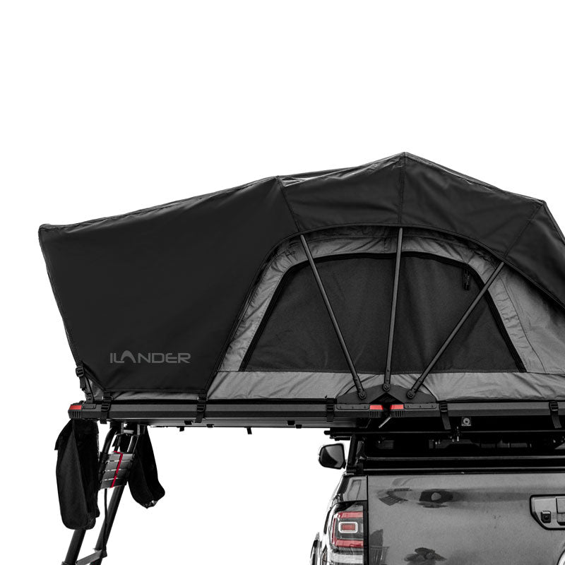 Ilander Lite Cruiser Roof Top Tent 120Cm, Entry Level Overland Aluminium Fold Out Style Car Roof Tent For Sedan Van Suv Truck Camping Waterproof,Windproof ,Sturdy Black Fabric Metal