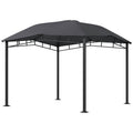 Outsunny 10' X 10' Soft Top Patio Gazebo Outdoor Canopy With Unique Geometric Design Roof, All Weather Steel Frame, Gray Black Grey Polyester