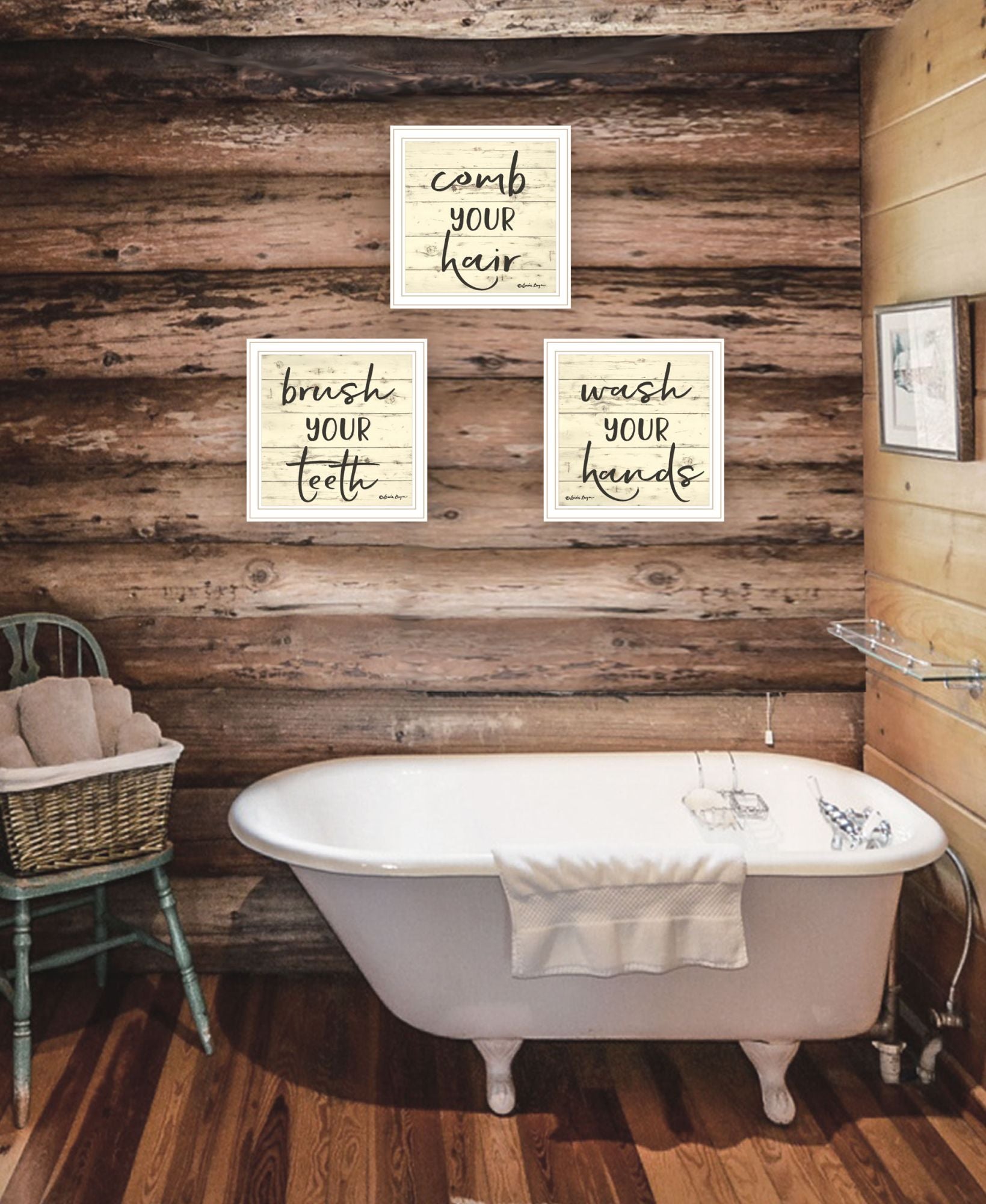 "Bathroom Commands" Framed Wall Art For Bathroom, Wall Art Print For Home Decor, Bathroom Wall Art By Susie Boyer Multicolor Wood Paper