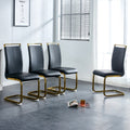 Table And Chair Set. Modern Dining Table With Mdf Top And Beautiful Mdf Legs. Equipped With Comfortable Pu Chairs And Metal Legs. Suitable For A Wide Range Of Decorative Styles. Black Seats 4 Mdf