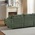 113.5'' Modular Sectiona Corduroy Sofa, Sectional Couches For Living Room U Shaped Sectional Couch With Storage Ottoman, 6 Seats Convertible Sectionals With Chaise Green Corduroy 6 Seat