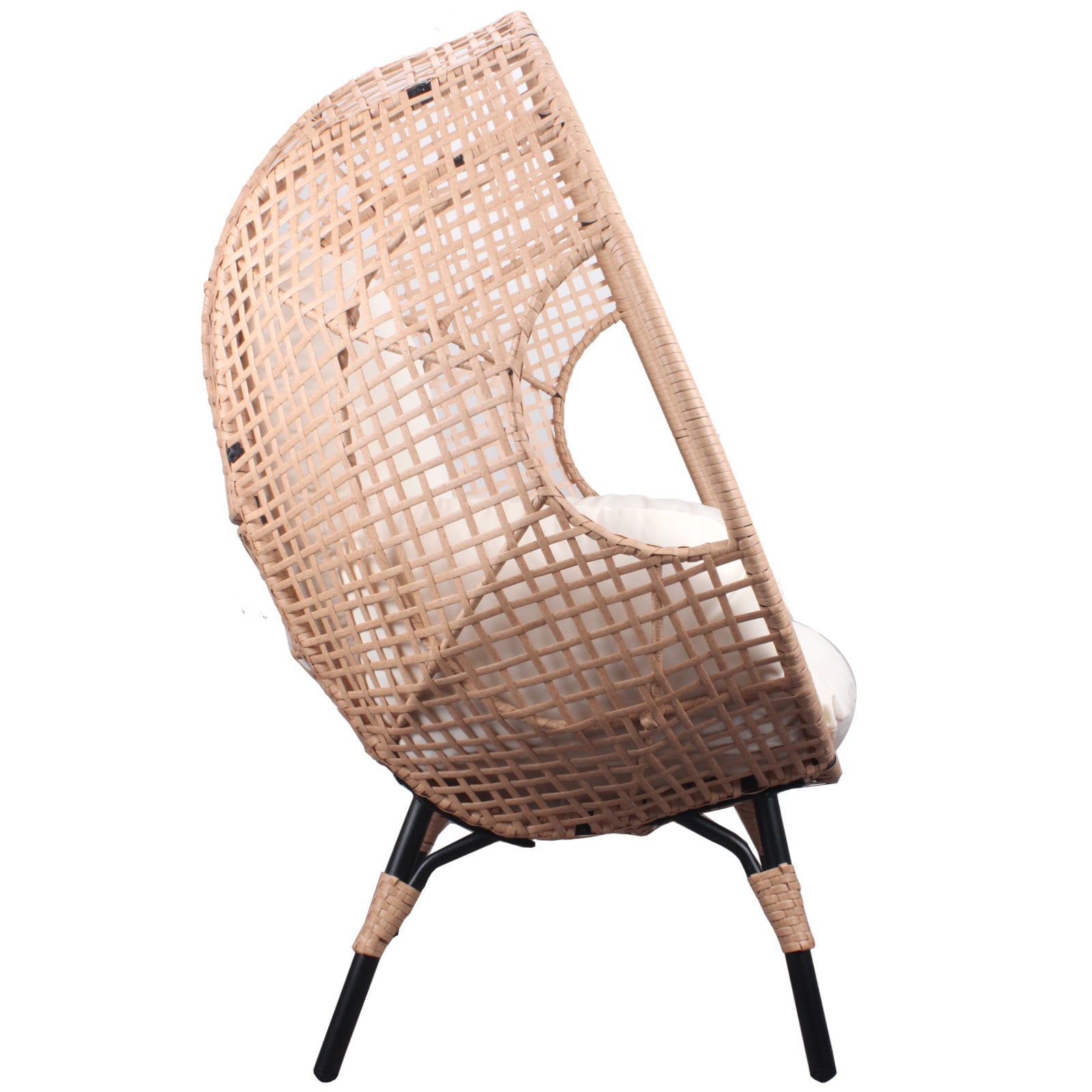 Patio Pe Wicker Egg Chair Model 4 With Natural Color Rattan Beige Cushion Yes Natural Foam Steel