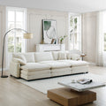 Oversized Modular Cushioned Sofa,With 3 Ottomans To Work As Sleeper Sofa Beds, 3 Seater Sofa With 3 Footstools, Beige Corduroy Fabric Beige Corduroy 3 Seat