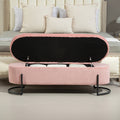 Coolmore Storage Ottoman,Bedroom End Bench,Upholstered Fabric Storage Ottoman With Safety Hinge, Entryway Padded Footstool, Ottoman Bench For Living Room & Bedroom Pink Pink Foam Velvet