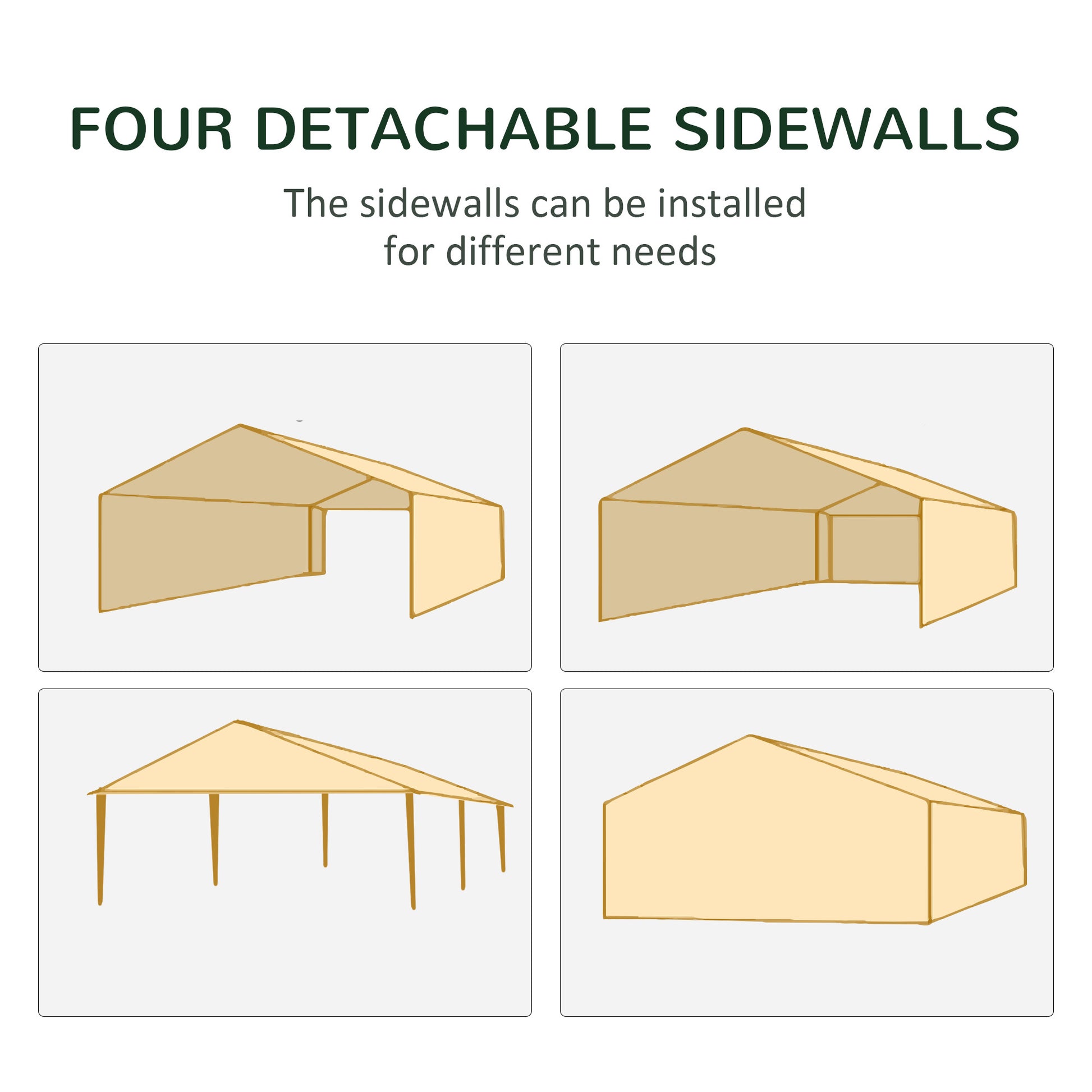 Outsunny 10' X 20' Party Tent, Outdoor Wedding Canopy & Gazebo With 6 Removable Sidewalls, Shade Shelter For Events, Bbqs, White White Steel