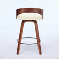 Bar Stools Set Of 2, Swivel Bar Height Stools With Low Back, Wood Bar Chairs With Soft Cushion Seat, 25 Inch Seat Height Beige, 25