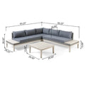 Loft Outdoor Acacia Wood And Wicker 5 Seater Sectional Sofa Set Grey Acacia Wood