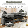 Mirod 126'' Versatile 6 Piece Modular Sofa Bed With Storage,Stylish Faux Double Layer Cushions,Comfortable & Durable Design,Perfect For Any Living Space Grey Polyester 6 Seat