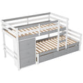 Twin Over Twin Loft Bunk Bed With Drawers And Ladder, Gray Twin Gray Pine