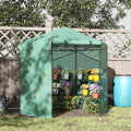 Outsunny Walk In Greenhouse Outdoor 3 Tier 10 Shelf Warm House Garden Hexagonal Hot House With Roll Up Zipper Door & Steel Frame Green Pvc