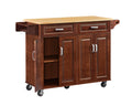 Mobile Kitchen Island Cart With 2 Drawers Brown Particle Board