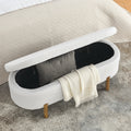 Ottoman Oval Storage Bench,Rubber Wood Leg,Beige 46.