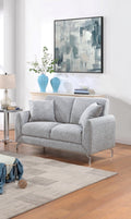 Elegant 2Pc Sofa Set Light Gray Burlap Like Fabric Sofa Loveseat W Pillows Cozy Design Plush Couch Living Room Light Gray Primary Living Space Cushion Back Classic,Contemporary,Modern Rubberwood