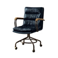 Vintage Blue Swivel Office Chair With Casters Solid Vintage Office Foam Vintage Office Chairs Tufted Back Casters Leather