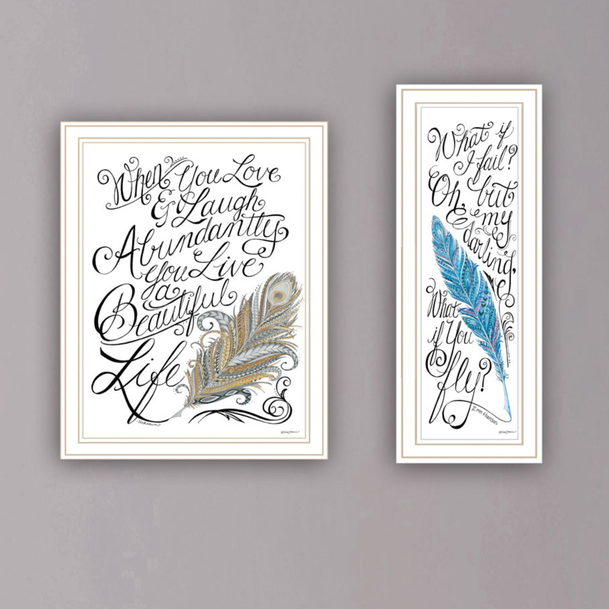 2 Piece Vignette What If I Fail White Framed Wall Art For Living Room, Bedroom Wall Art Print For Home Decor By Deb Strain Multicolor Wood Paper