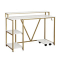 Techni Mobili Industrial Writing Desk, Gold Gold Computer Desk Office Modern Rectangular Rectangular Engineered Wood