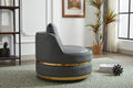 Swivel Chair, 360 Swivel Accent Chair, Barrel Chair For Living Room Bedroom Dark Grey Faux Leather