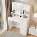 Vanity Desk With Mirror And Led Light Strip,Dressing Table With Large Drawer, 3 Level Storage Dresser & 3 Lighting Modes Adjustable Brightness, Suitable For Bedroom White White Particle Board