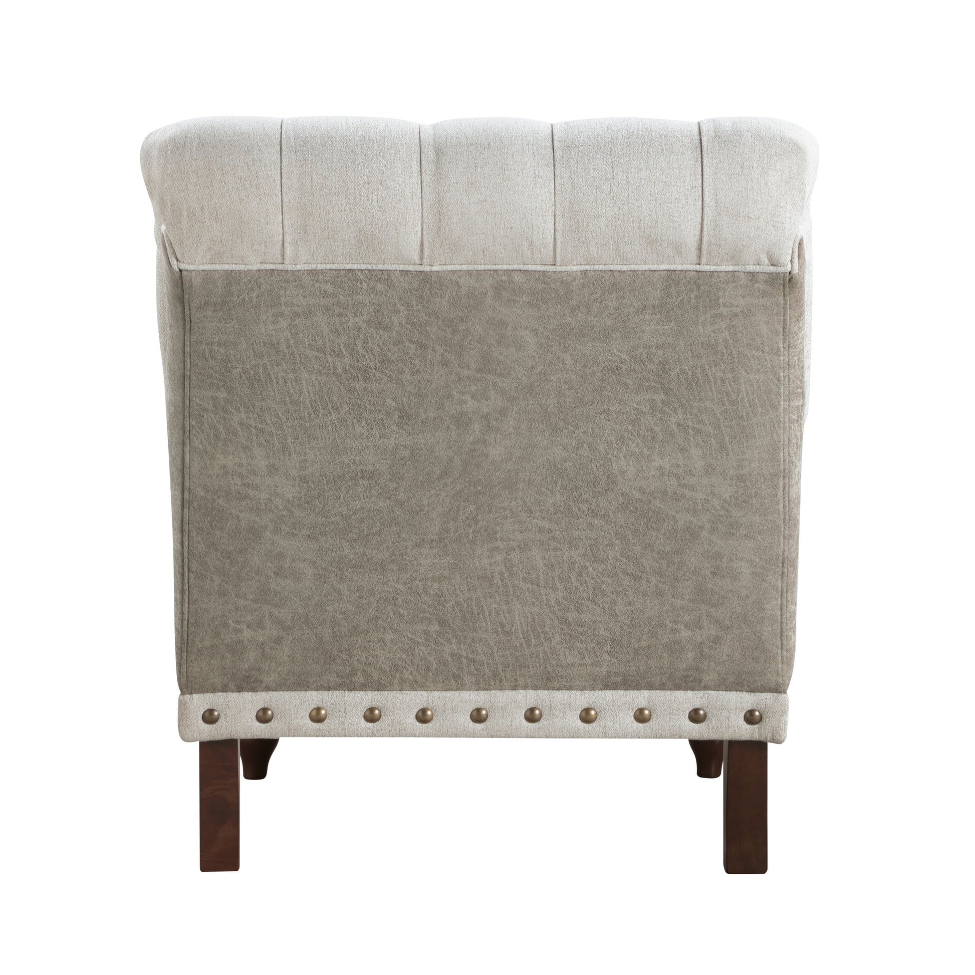 1Pc Beige Accent Chair Button Tufted Solid Wood Trim Fabric Upholstery Luxury Living Room Furniture Beige Primary Living Space Luxury,Traditional Plywood,Solid Wood